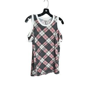 Sew In Love Cold Shoulder Sleeve Top Tartan Twist Multicolor Womens Size M NEW